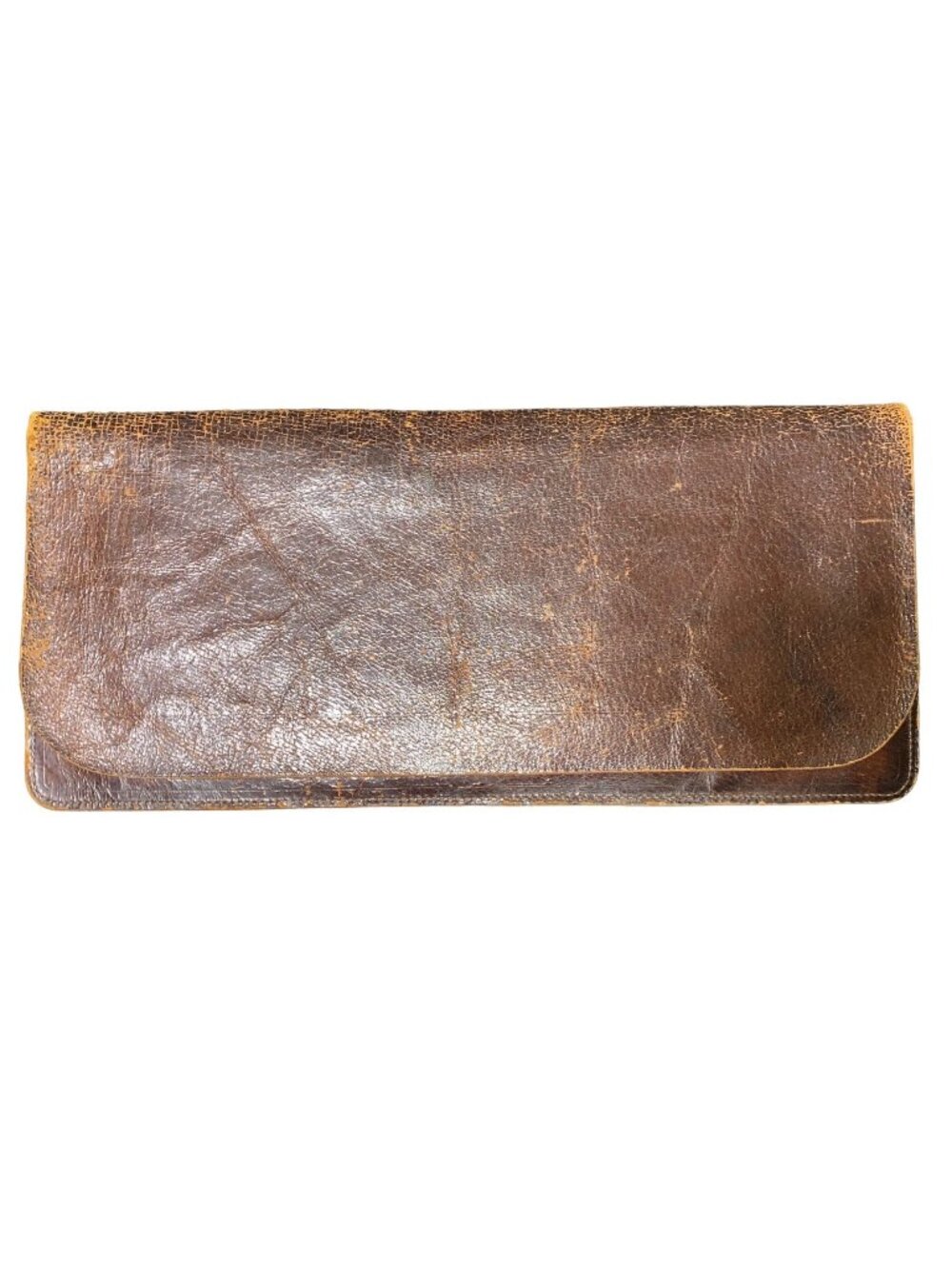 Antique Brown Leather Accordion Wallet Pouch With 9 Pockets